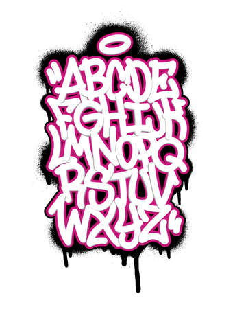 Handwritten graffiti font alphabet. Set on white background. Vector illustration EPS 10のイラスト素材