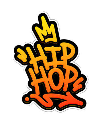 Hip Hop Tag Graffiti Style Label Lettering. Vector Illustrationのイラスト素材