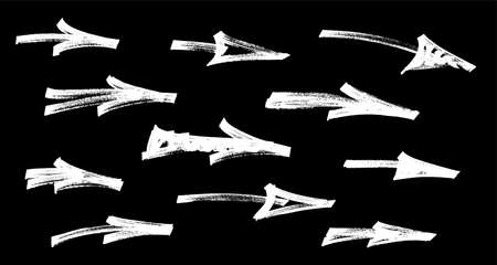 Set of graffiti arrows drawn by a white marker on black background. Vector illustration EPS 10のイラスト素材
