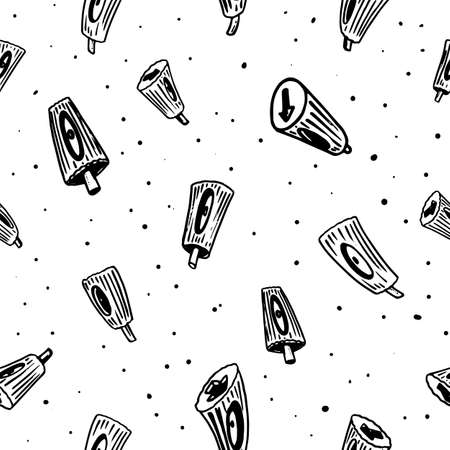 Hand drawn nozzles for aerosol cans in doodle style. Vector seamless pattern.の写真素材