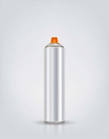 Silver graffiti spray can. Vector illustration with reflect and shadow. Ultra wide spray paint.のイラスト素材