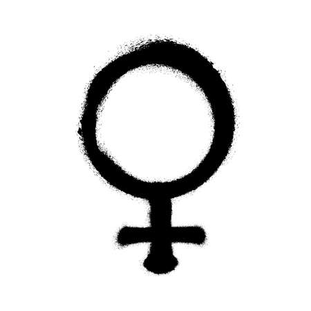 Sprayed female logo. Woman symbol. Gender symbol. Vector illustrationのイラスト素材