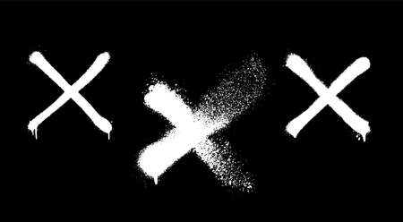 A set of crosses made with a spray. Vector illustration highly detailed template for background or design.のイラスト素材