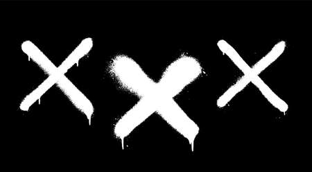 A set of crosses made with a spray. Vector illustration highly detailed template for background or design.のイラスト素材