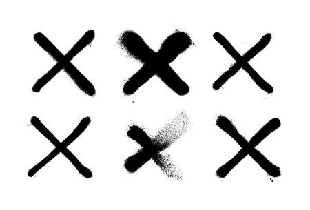 A set of crosses made with a spray. Vector illustration highly detailed template for background or...