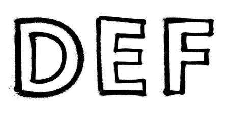Graffiti spray font alphabet with a spray in black over white. Vector illustration Eps 10のイラスト素材