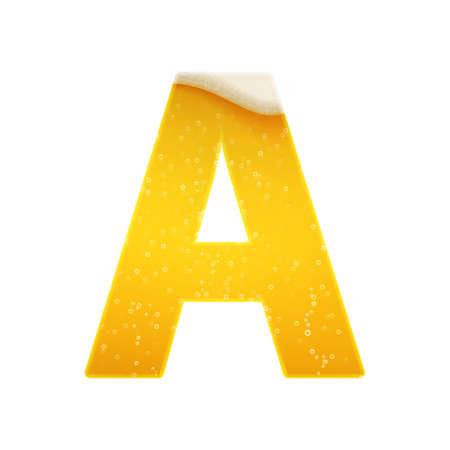 The alphabet in the form of lemonade or beer. Letter A. Vector illustration on white backgroundのイラスト素材