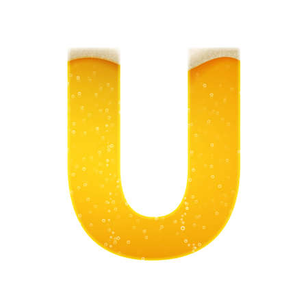 The alphabet in the form of lemonade or beer. Letter U. Vector illustration on white backgroundのイラスト素材