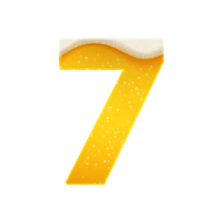The digits for alphabet in the form of lemonade or beer. Digit 7. Vector illustration on white backgroundのイラスト素材