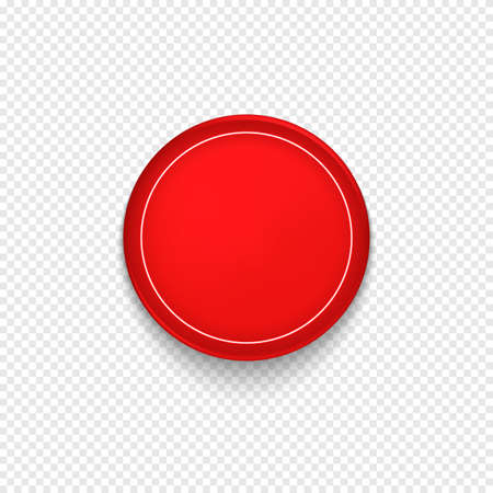 Red button, badge or banner. Vector illustration on transparent backgroundのイラスト素材