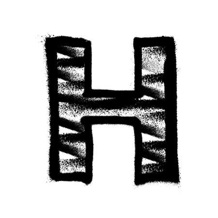 Letter H. Graffiti alphabet with spray lines and overspray. Vector illustration Eps 10のイラスト素材