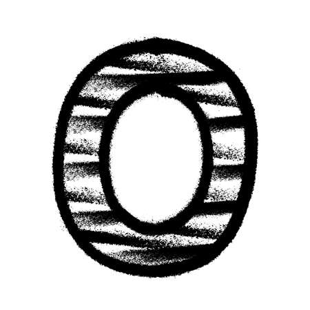 Letter O. Graffiti alphabet with spray lines and overspray. Vector illustrationのイラスト素材