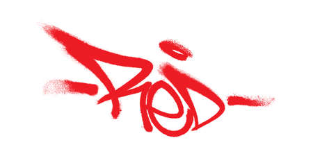 Red lettering in the form of a graffiti tag. Vector illustration on a white background.のイラスト素材