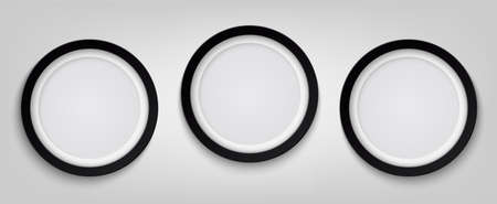 Three realistic circle black photo frame isolated on transparent background. Vector illustration EPS 10のイラスト素材