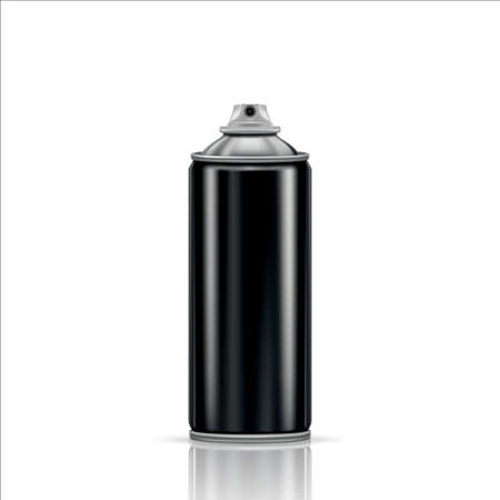 Black steel spray can on a transparent background. Vector illustrationのイラスト素材