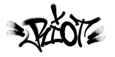 Sprayed riot font graffiti with overspray in black over white. Vector illustration.のイラスト素材