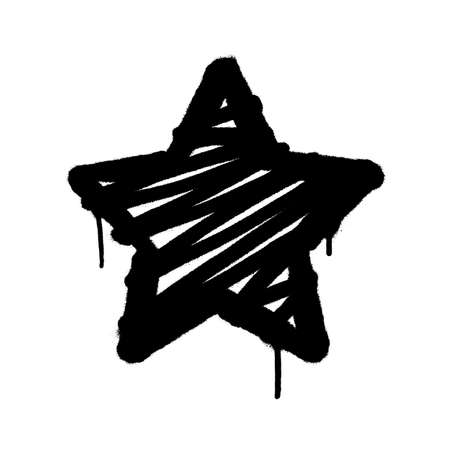 Star graffiti spray banner. Graphic spray paint frame on transparent backgroundのイラスト素材