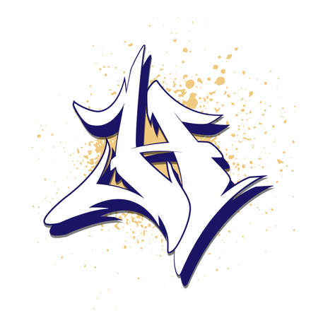 Graffiti alphabet. Letter H against a background of spray paint. Vector illustrationのイラスト素材