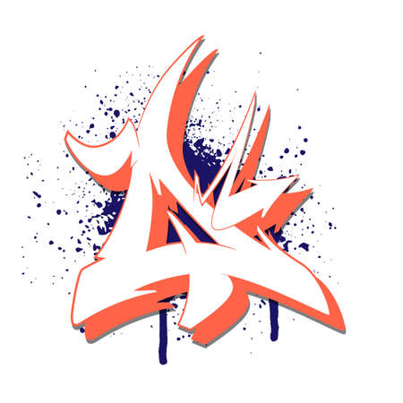 Graffiti alphabet. Letter Q against a background of spray paint. Vector illustrationのイラスト素材