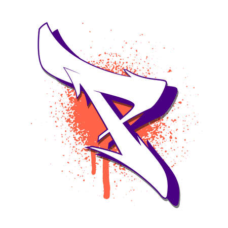 Graffiti alphabet. Letter P against a background of spray paint. Vector illustrationのイラスト素材