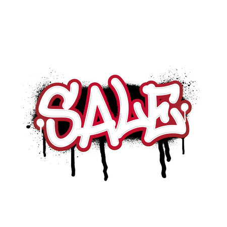 Discount inscription in graffiti style. Vector template on white backgroundのイラスト素材
