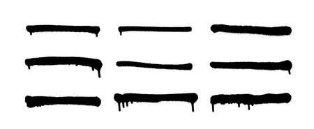 Set of graffiti spray banner. Vector spray paint shapes with smudgesのイラスト素材