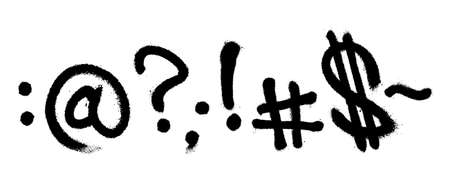 Graffiti spray font alphabet. Signs. Part 9. Vector illustrationのイラスト素材