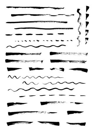 Set of vector grungy graphite pencil art brushes. Pencil textures of different shapes. Easy edit color and apply to any path, write and draw.のイラスト素材