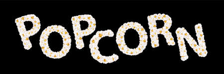 Popcorn lettering consists of airy popcorn. Vector illustrationのイラスト素材