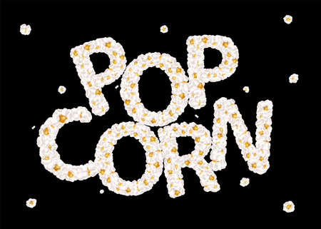 Popcorn lettering consists of airy popcorn. Vector illustrationのイラスト素材
