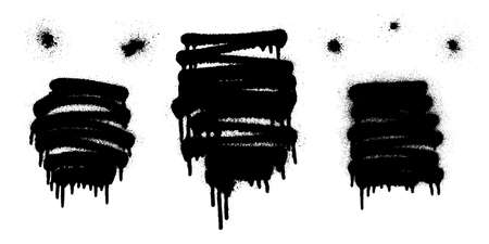 Set of graffiti spray banner. Vector spray paint shapes with smudgesのイラスト素材