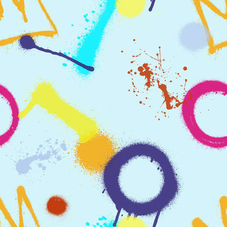 Bright graffiti spray paint seamless pattern. Vector illustration. Vector illustrationのイラスト素材