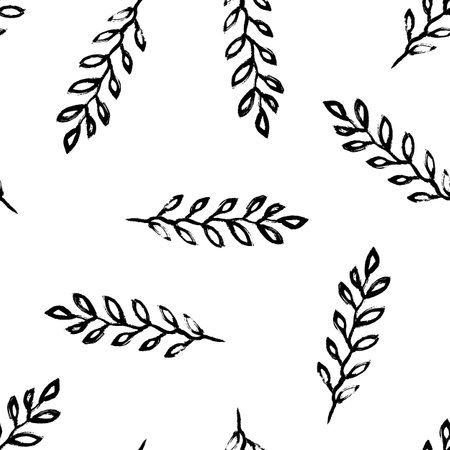 Seamless texture from floral twigs. Vector illustration templateのイラスト素材