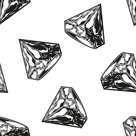 Seamless pattern of monochrome gems illustration. Vector illustration templateのイラスト素材
