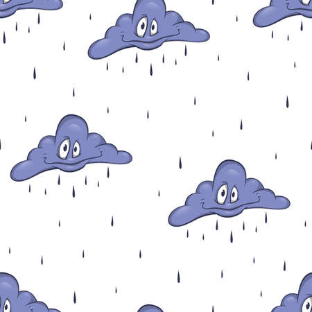 Seamless pattern of cartoon cloud character. Cute vector illustrationのイラスト素材