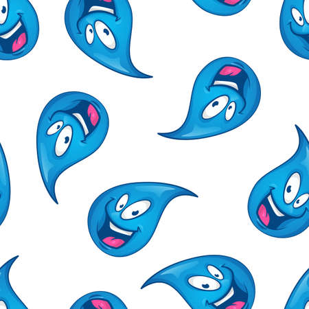 Seamless pattern of cartoon drop character. Cute vector illustrationのイラスト素材
