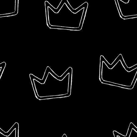 Seamless pattern of monochrome crown illustration. Vector illustration templateのイラスト素材