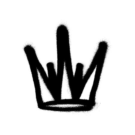 Sprayed crown with overspray in black over white. Vector illustration.のイラスト素材