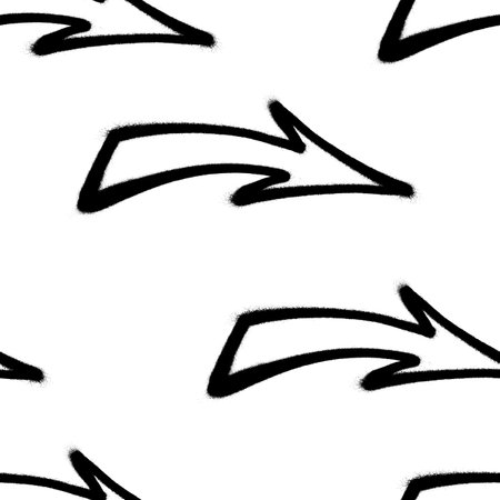 Black arrows made from spray paint on white background. Vector seamless patternのイラスト素材