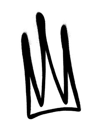 Sprayed crown with overspray in black over white. Vector illustration.のイラスト素材