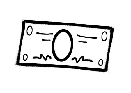 Sprayed coin with overspray in black over white. Vector illustration.のイラスト素材