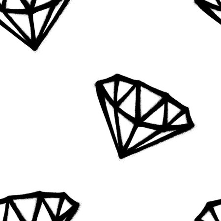 Seamless pattern of sprayed diamond with overspray in black over white. Vector illustration template.のイラスト素材