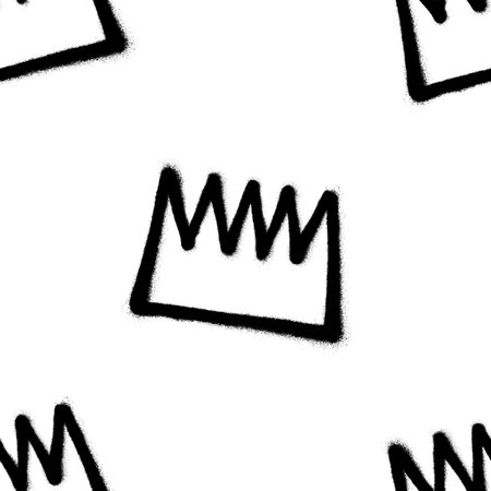 Seamless pattern of sprayed crown with overspray in black over white. Vector illustration templateのイラスト素材