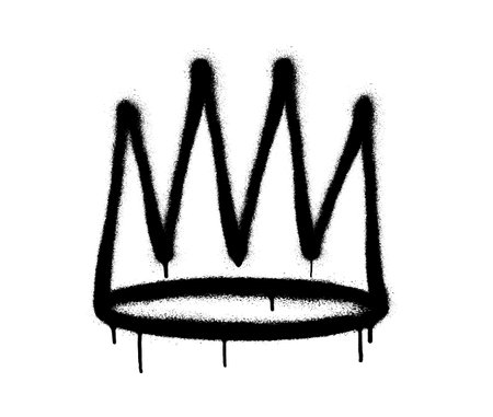 Sprayed crown with overspray in black over white. Vector illustration.のイラスト素材