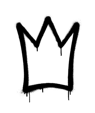 Sprayed crown with overspray in black over white. Vector illustration.のイラスト素材