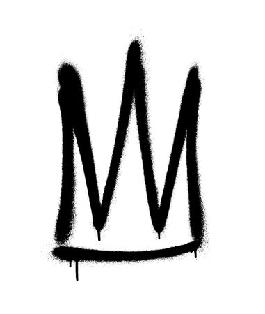 Sprayed crown with overspray in black over white. Vector illustration.のイラスト素材