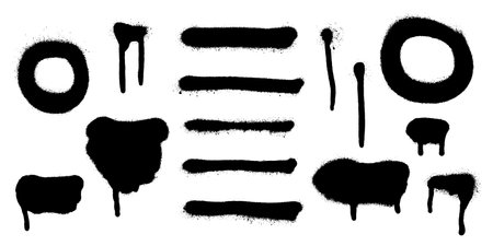 Set of graffiti spray banner. Vector spray paint shapes with smudgesのイラスト素材