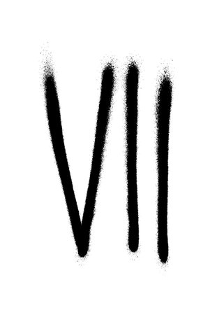 Roman numeral seven painted with a black spray can on a white background. Vector illustration.のイラスト素材