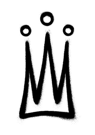 Sprayed crown with overspray in black over white. Vector illustration.のイラスト素材