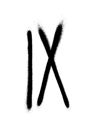 Roman numeral nine painted with a black spray can on a white background. Vector illustration.のイラスト素材
